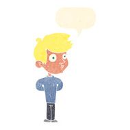 cartoon boy staring with speech bubble N20