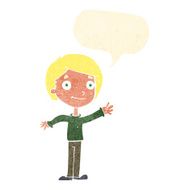 Cartoon happy boy with speech bubble N225