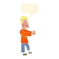 cartoon terrified man with speech bubble N208