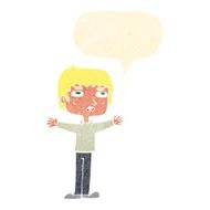 cartoon nervous man with speech bubble N128