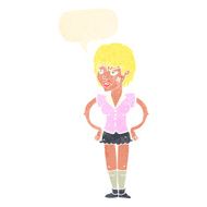 cartoon tough woman with hands on hips speech bubble N10