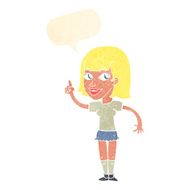 cartoon pretty girl with idea speech bubble N28