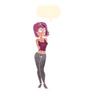 cartoon attractive girl with speech bubble N20