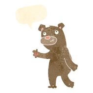 cartoon happy waving bear with speech bubble N2