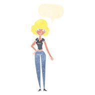 cartoon pretty woman with speech bubble N261