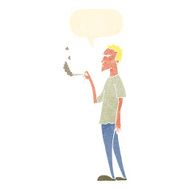 cartoon annoyed smoker with speech bubble N9