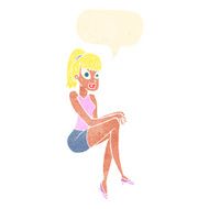 cartoon pretty woman with speech bubble N262