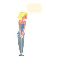 cartoon pretty woman with speech bubble N263