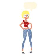 cartoon pretty woman with speech bubble N264