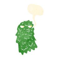 cartoon gross ghost with speech bubble N43
