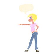 cartoon woman pointing with speech bubble N206