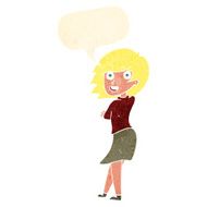 cartoon happy woman with speech bubble N237