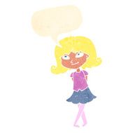 cartoon clever girl with speech bubble N10