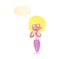 cartoon shocked woman with speech bubble N92