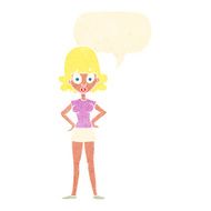 cartoon surprised woman with speech bubble N224