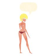 cartoon woman in bikini with speech bubble N49