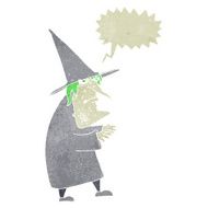 cartoon ugly old witch with speech bubble N10