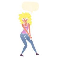 cartoon woman posing with speech bubble N27