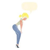 cartoon woman posing with speech bubble N28