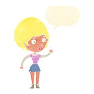 cartoon woman waving with speech bubble N315