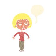 cartoon woman shrugging shoulders with speech bubble N465