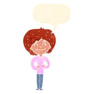 cartoon happy woman with speech bubble N239