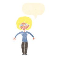 cartoon woman shrugging shoulders with speech bubble N466