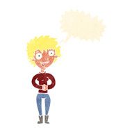 cartoon crazy excited woman with speech bubble N19