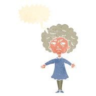 cartoon bitter old woman with speech bubble N19