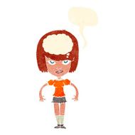 cartoon woman with idea speech bubble N238