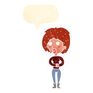 cartoon surprised woman with speech bubble N225