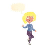 cartoon laughing woman with speech bubble N10