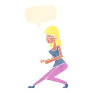 cartoon crazy dancing girl with speech bubble N10
