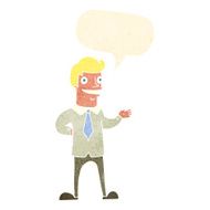 cartoon salesman with speech bubble N10