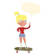 cartoon skater girl with speech bubble N10