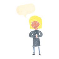 cartoon calm woman with speech bubble N10