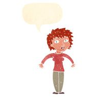 cartoon woman shrugging shoulders with speech bubble N468