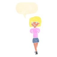 cartoon happy woman with speech bubble N240