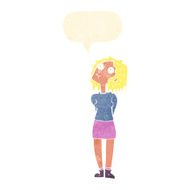 cartoon curious woman with speech bubble N55