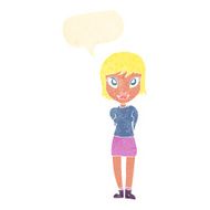 cartoon pretty girl with speech bubble N92