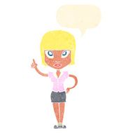 cartoon pretty girl with idea speech bubble N29