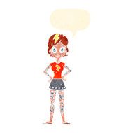 cartoon woman with heavy tattoos speech bubble N10