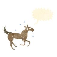 cartoon horse sweating with speech bubble N10