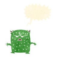 cartoon little alien with speech bubble N10