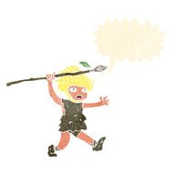 cartoon caveman with speech bubble N9