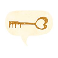 cartoon heart shaped key with speech bubble N2