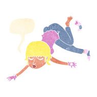 cartoon woman floating with speech bubble N10
