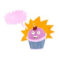 cartoon cupcake with speech bubble N3