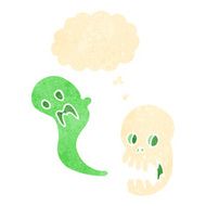 cartoon spooky skull with speech bubble N142