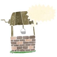 cartoon wishing well with speech bubble N7